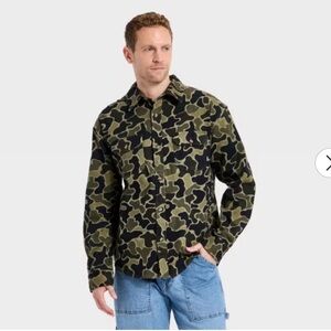 Men's Camo Print Vintage Utility Shirt - Goodfellow & Co™ Olive Green